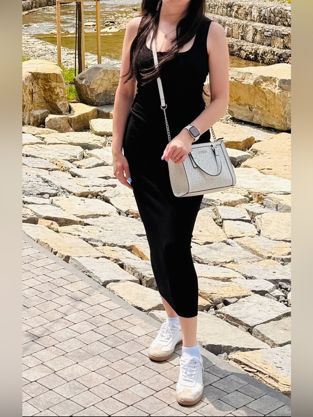Zara Black Cotton Bodycon Midi Dress